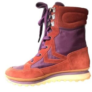 MARC BY MARC JACOBS Lace Up Boots Suede Boots Purple and Orangish Brown Goretex